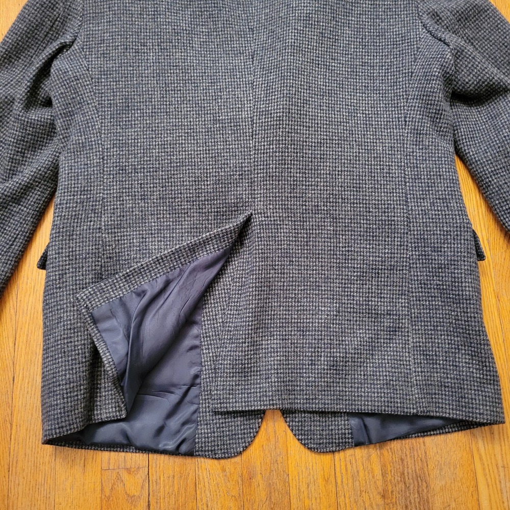 Ross Cromarty 44R Blazer Blue Tweed Houndstooth Wool Sport Coat USA Preppy - Picture 9 of 10